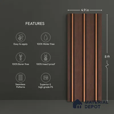 Wooden Look PN 04073 9.5 ft x 4.9 inch Charcoal Panel - 12 mm | Suitable for Feature Wall, TV Unit & Living Room | Width is Subjected to 5% Variation