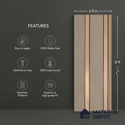 White Plain Colour Look PN 04077 9.5 ft x 4.9 inch Charcoal Panel - 12 mm | Suitable for Feature Wall, TV Unit & Living Room | Width is Subjected to 5% Variation