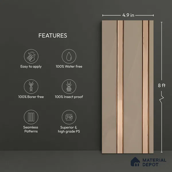 White Plain Colour Look PN 04077 9.5 ft x 4.9 inch Charcoal Panel - 12 mm | Suitable for Feature Wall, TV Unit & Living Room | Width is Subjected to 5% Variation