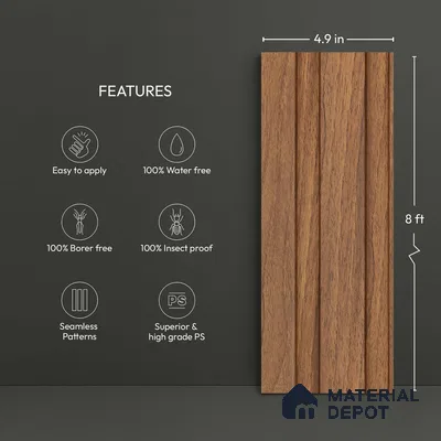 Wooden Look PN 04553 8 ft x 4.9 inch Charcoal Panel - 12 mm | Suitable for Feature Wall, TV Unit & Living Room | Width is Subjected to 5% Variation