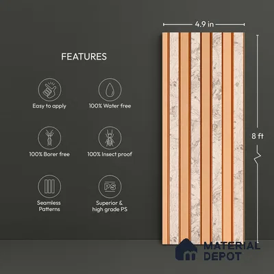 Cream Marble Look PN 04576 8 ft x 4.9 inch Charcoal Panel - 12 mm | Suitable for Feature Wall, TV Unit & Living Room | Width is Subjected to 5% Variation