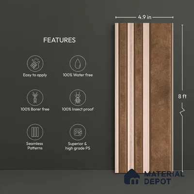 Wooden Look PN 06033 8 ft x 4.9 inch Charcoal Panel - 12 mm | Suitable for Feature Wall, TV Unit & Living Room | Width is Subjected to 5% Variation