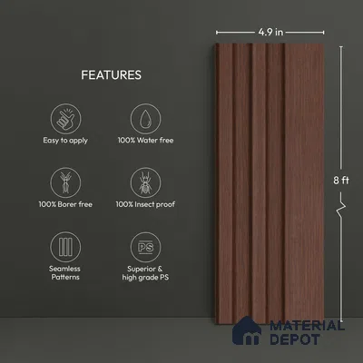 Wooden Look PN 06035 8 ft x 4.9 inch Charcoal Panel - 12 mm | Suitable for Feature Wall, TV Unit & Living Room | Width is Subjected to 5% Variation