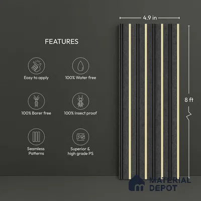 Black Marble Look PN 06043 8 ft x 4.9 inch Charcoal Panel - 12 mm | Suitable for Feature Wall, TV Unit & Living Room | Width is Subjected to 5% Variation