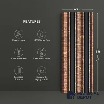 Wooden Look PN 06068 8 ft x 4.9 inch Charcoal Panel - 12 mm | Suitable for Feature Wall, TV Unit & Living Room | Width is Subjected to 5% Variation