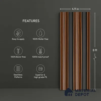 Wooden Look PN 06069 8 ft x 4.9 inch Charcoal Panel - 12 mm | Suitable for Feature Wall, TV Unit & Living Room | Width is Subjected to 5% Variation