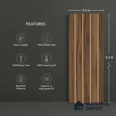 Wooden Look PN 06296 B 9.5 ft x 9.4 inch Charcoal Panel - 12 mm | Suitable for Feature Wall, TV Unit & Living Room | Width is Subjected to 5% Variation