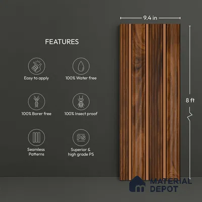 Wooden Look PN 06299 9.5 ft x 9.4 inch Charcoal Panel - 12 mm | Suitable for Feature Wall, TV Unit & Living Room | Width is Subjected to 5% Variation