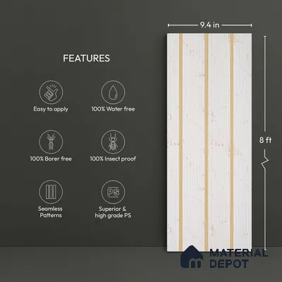 White Marble Look PN 06301 9.5 ft x 9.4 inch Charcoal Panel - 12 mm | Suitable for Feature Wall, TV Unit & Living Room | Width is Subjected to 5% Variation