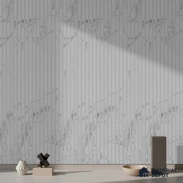 White Marble Look PN 03849 9.5 ft x 6 inch Charcoal Panel - 10 mm | Suitable for Feature Wall, TV Unit & Living Room | Width is Subjected to 5% Variation