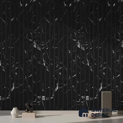 Black Marble Look PN 03869 9.5 ft x 6 inch Charcoal Panel - 10 mm | Suitable for Feature Wall, TV Unit & Living Room | Width is Subjected to 5% Variation
