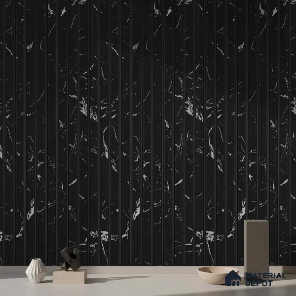 Black Marble Look PN 03869 9.5 ft x 6 inch Charcoal Panel - 10 mm | Suitable for Feature Wall, TV Unit & Living Room | Width is Subjected to 5% Variation