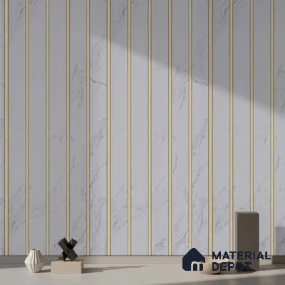 White Marble Look PN 03874 9.5 ft x 6 inch Charcoal Panel - 10 mm | Suitable for Feature Wall, TV Unit & Living Room | Width is Subjected to 5% Variation