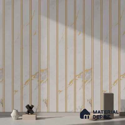 Cream Marble Look PN 03876 9.5 ft x 6 inch Charcoal Panel - 10 mm | Suitable for Feature Wall, TV Unit & Living Room | Width is Subjected to 5% Variation