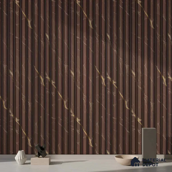 Brown Marble Look PN 03901 9.5 ft x 6 inch Charcoal Panel - 10 mm | Suitable for Feature Wall, TV Unit & Living Room | Width is Subjected to 5% Variation