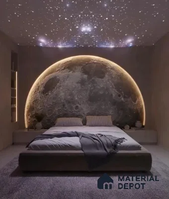 Moon Wall Decal 4.5 ft x 6 ft CNC Made HDHMR Exterior Grade Panel - 30 mm