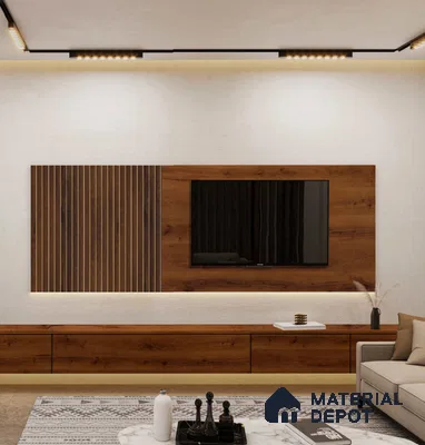 PN 07382 Solid Colors Look Louver 8 ft x 0.8 ft Texture Finish  - 10 mm | Suitable for Feature Wall, TV Unit & Living Room