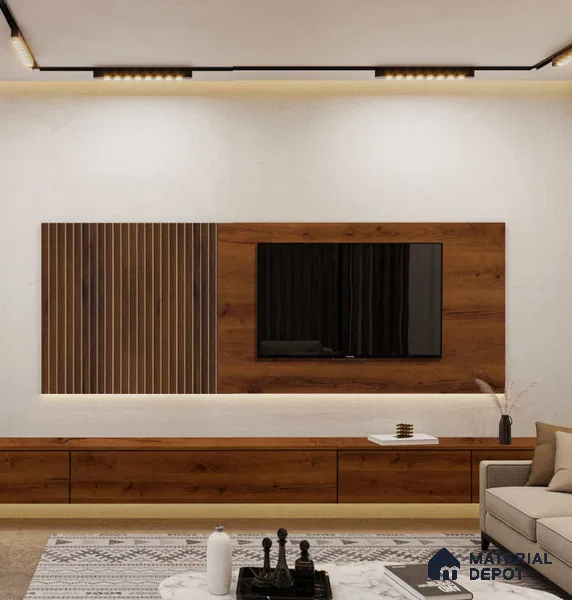 PN 07382 Solid Colors Look Louver 8 ft x 0.8 ft Texture Finish - 10 mm | Suitable for Feature Wall, TV Unit & Living Room
