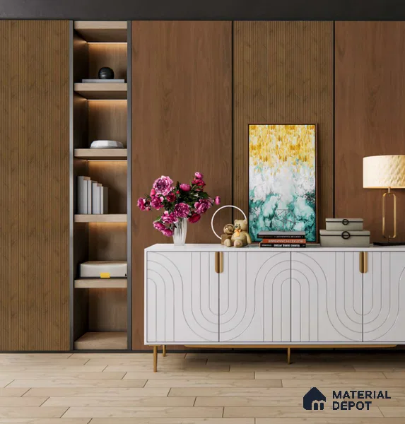 LM 25025 Wooden Look Decorative Laminate 8 ft x 4 ft Texture Finish  - 1 mm | Suitable for Feature Wall, TV Unit & Living Room