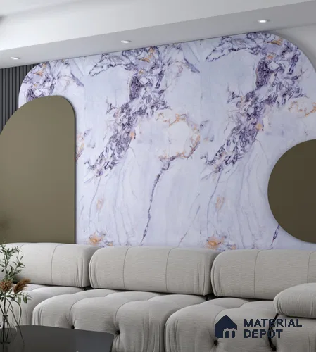 Marble Look PN 06706 8 ft x 4 ft Texture Finish SPC Wall Panel - 1.5 mm | Suitable for TV Unit, Wardrobe, Kitchen Cabinets
