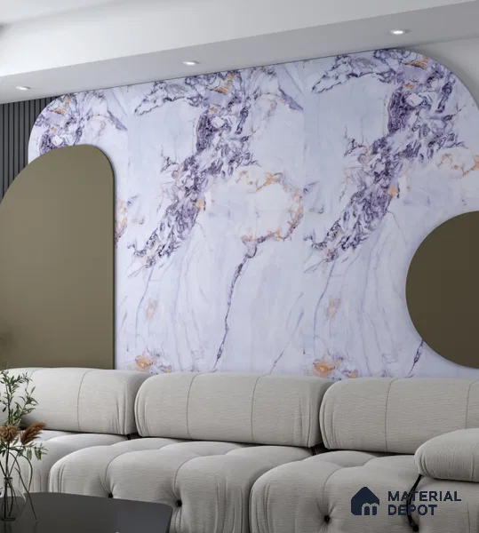 Marble Look PN 06706 8 ft x 4 ft Texture Finish Decorative Wall Panel - 1.5 mm | Suitable for TV Unit, Wardrobe, Kitchen Cabinets