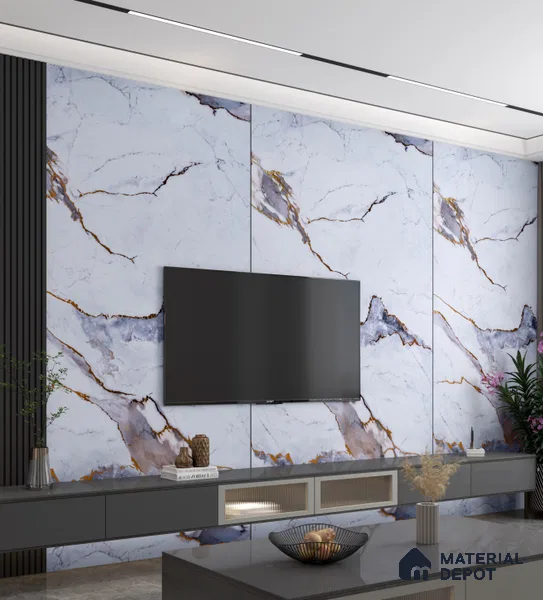 Marble Look PN 06707 8 ft x 4 ft Texture Finish Decorative Wall Panel - 1.5 mm | Suitable for TV Unit, Wardrobe, Kitchen Cabinets