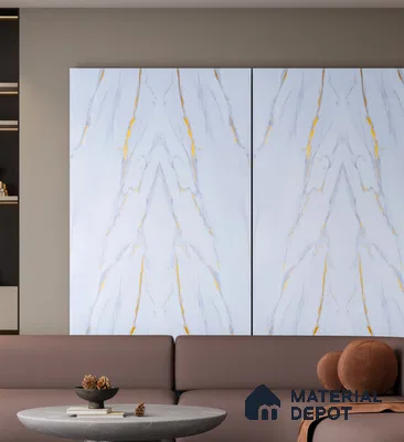 Marble Look PN 06708  8 ft x 4 ft Texture Finish Decorative Wall Panel - 1.5 mm | Suitable for TV Unit, Wardrobe, Kitchen Cabinets