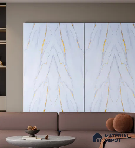 Marble Look PN 06708  8 ft x 4 ft Texture Finish SPC Wall Panel - 1.5 mm | Suitable for TV Unit, Wardrobe, Kitchen Cabinets
