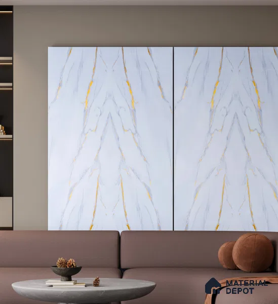 Marble Look PN 06708  8 ft x 4 ft Texture Finish Decorative Wall Panel - 1.5 mm | Suitable for TV Unit, Wardrobe, Kitchen Cabinets
