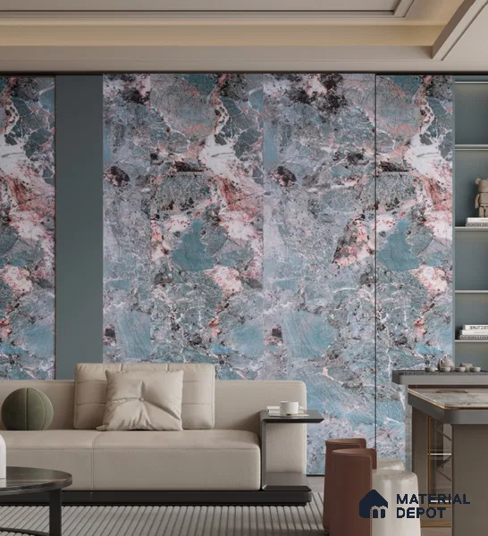 Marble Look PN 06711 8 ft x 4 ft Texture Finish Decorative Wall Panel - 1.5 mm | Suitable for TV Unit, Wardrobe, Kitchen Cabinets