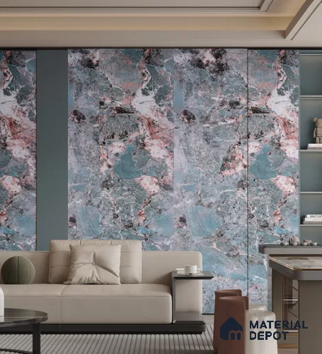 Marble Look PN 06711 8 ft x 4 ft Texture Finish SPC Wall Panel - 1.5 mm | Suitable for TV Unit, Wardrobe, Kitchen Cabinets