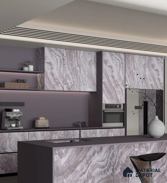 Marble Look PN 06696 8 ft x 4 ft Texture Finish Decorative Wall Panel - 3 mm | Suitable for TV Unit, Wardrobe, Kitchen Cabinets
