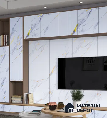 Marble Look PN 06699  8 ft x 4 ft Texture Finish Decorative Wall Panel - 3 mm | Suitable for TV Unit, Wardrobe, Kitchen Cabinets