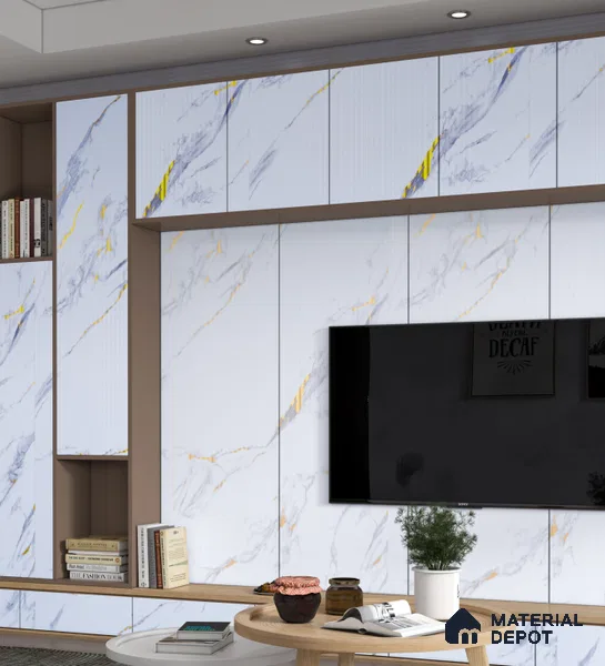Marble Look PN 06699 8 ft x 4 ft Texture Finish Decorative Wall Panel - 3 mm | Suitable for TV Unit, Wardrobe, Kitchen Cabinets