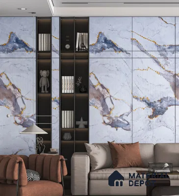 Marble Look PN 06701  8 ft x 4 ft Texture Finish Decorative Wall Panel - 3 mm | Suitable for TV Unit, Wardrobe, Kitchen Cabinets