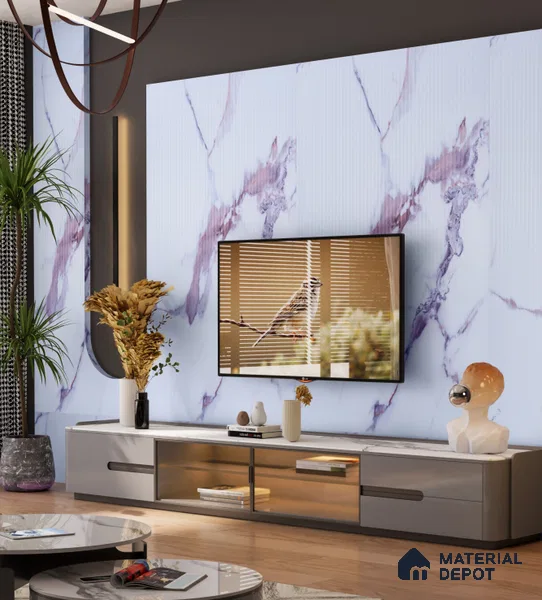 Marble Look PN 06702  8 ft x 4 ft Texture Finish Decorative Wall Panel - 3 mm | Suitable for TV Unit, Wardrobe, Kitchen Cabinets