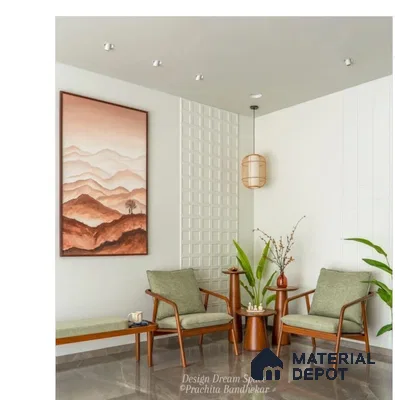 HR 00366 Architectural Grid Pattern Interior Wall Duco Paintable 8 ft x 4 ft HDHMR Panel - 18 mm