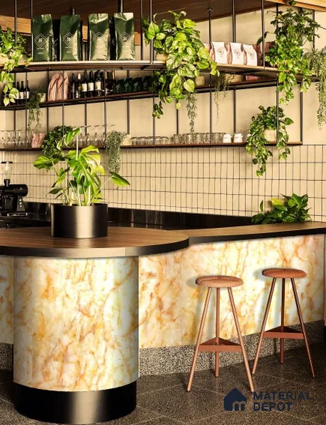 PN 06650 Marble Look Alabaster Sheet 8 ft x 4 ft Texture Finish - 3 mm | Suitable for Pooja Room, Feature Wall, Ceiling & Reception