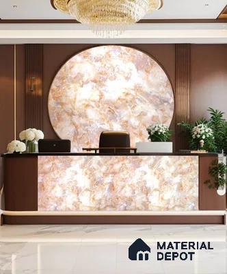 PN 06635 Marble Look Alabaster Sheet 8 ft x 4 ft Texture Finish  - 3 mm | Suitable for  Pooja Room, Feature Wall, Ceiling & Reception