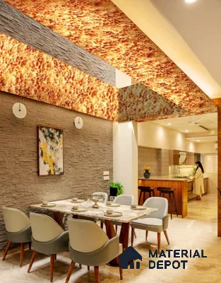 PN 06644 Marble Look Alabaster Sheet 8 ft x 4 ft Texture Finish  - 3 mm | Suitable for  Pooja Room, Feature Wall, Ceiling & Reception