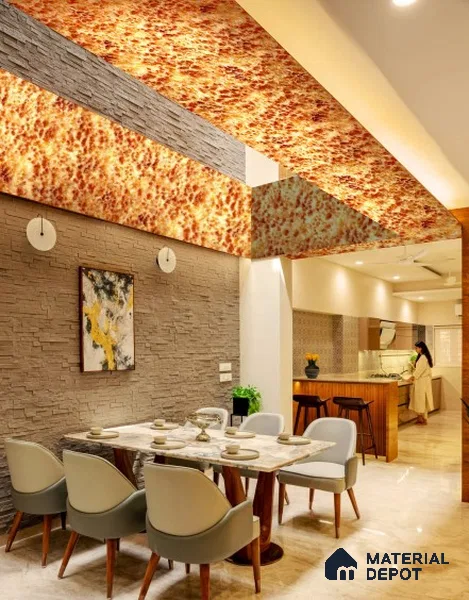 PN 06644 Marble Look Alabaster Sheet 8 ft x 4 ft Texture Finish - 3 mm | Suitable for Pooja Room, Feature Wall, Ceiling & Reception