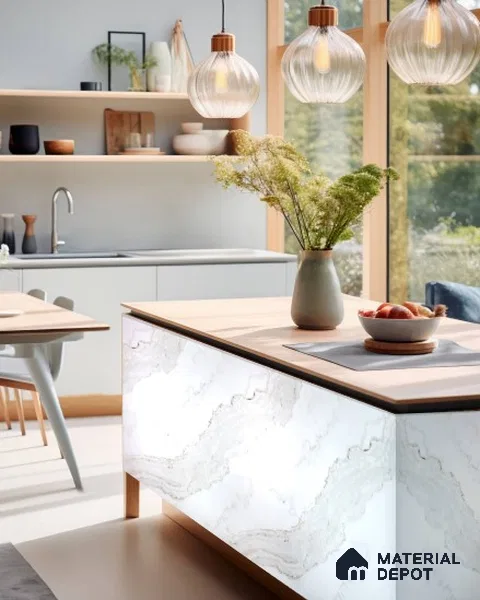 PN 06627 Marble Look Alabaster Sheet 8 ft x 4 ft Texture Finish - 3 mm | Suitable for Pooja Room, Feature Wall, Ceiling & Reception