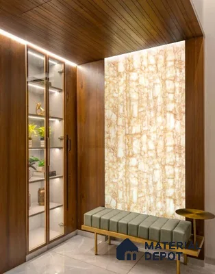 PN 06621 Marble Look Alabaster Sheet 8 ft x 4 ft Texture Finish  - 3 mm | Suitable for  Pooja Room, Feature Wall, Ceiling & Reception