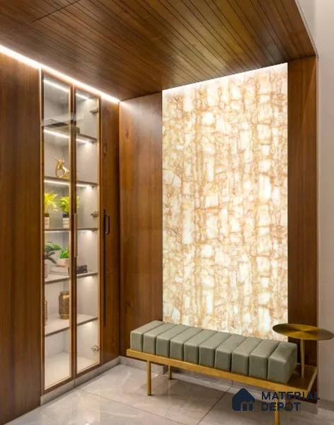 PN 06621 Marble Look Alabaster Sheet 8 ft x 4 ft Texture Finish  - 3 mm | Suitable for  Pooja Room, Feature Wall, Ceiling & Reception