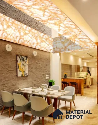 PN 06622 Marble Look Alabaster Sheet 8 ft x 4 ft Texture Finish  - 3 mm | Suitable for  Pooja Room, Feature Wall, Ceiling & Reception