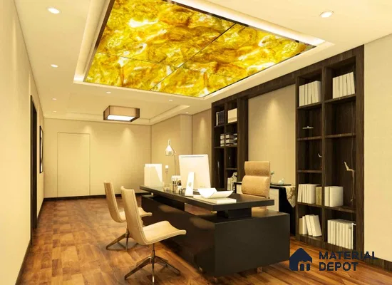 PN 06662 Marble Look Alabaster Sheet 8 ft x 4 ft Texture Finish  - 6 mm | Suitable for  Pooja Room, Feature Wall, Ceiling & Reception