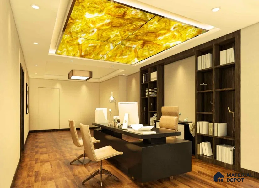 PN 06662 Marble Look Alabaster Sheet 8 ft x 4 ft Texture Finish  - 6 mm | Suitable for  Pooja Room, Feature Wall, Ceiling & Reception
