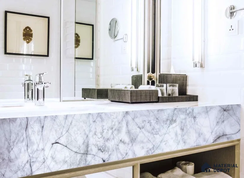 PN 06664 Marble Look Alabaster Sheet 8 ft x 4 ft Texture Finish  - 6 mm | Suitable for  Pooja Room, Feature Wall, Ceiling & Reception