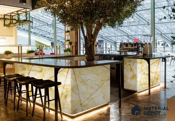 PN 06666 Marble Look Alabaster Sheet 8 ft x 4 ft Texture Finish  - 6 mm | Suitable for  Pooja Room, Feature Wall, Ceiling & Reception