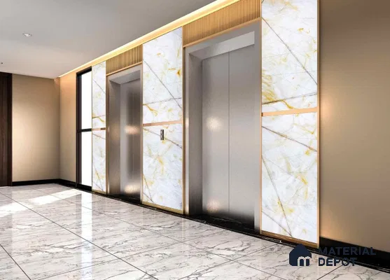 PN 06665 Marble Look Alabaster Sheet 8 ft x 4 ft Texture Finish  - 6 mm | Suitable for  Pooja Room, Feature Wall, Ceiling & Reception